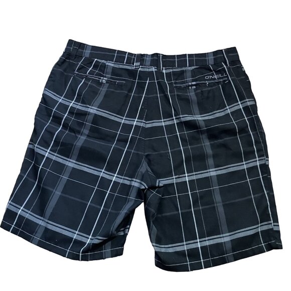 ONeill Mens Plaid Board Shorts Size 40 Black & Gray - Picture 3 of 4
